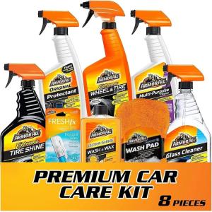 imageArmor All Premier Car Care Kit Includes Car Wax ampamp Wash Kit Glass Cleaner Car Air Freshener Tire ampamp Wheel Cleaner 8 Piece Kit