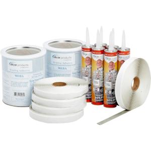 imageDicor 401CKD RV Rubber Roof Kit  Bonding Adhesive RV Trailer Motorhome Repair Butyl Tape Lap Sealant Included Dove Bright WhiteIvory