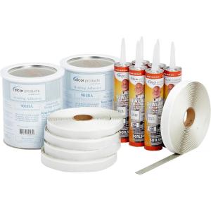imageDicor 401CKD RV Rubber Roof Kit  Bonding Adhesive RV Trailer Motorhome Repair Butyl Tape Lap Sealant Included Dove Bright WhiteWhite