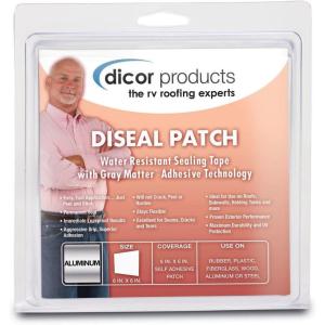 imageDicor 522TPO661C Diseal RV Trailer Motorhome Repair Tape Patch  6quot x 6quot  White  TPO CompatibleDiseal Patch Silver